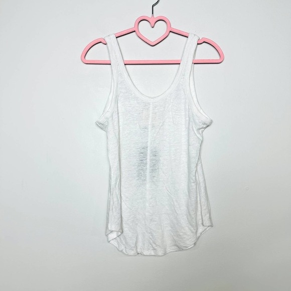 Chaser NWT Double Scoop Neck Linen Blend Sleeveless Tank Top White Size Small - Picture 4 of 5